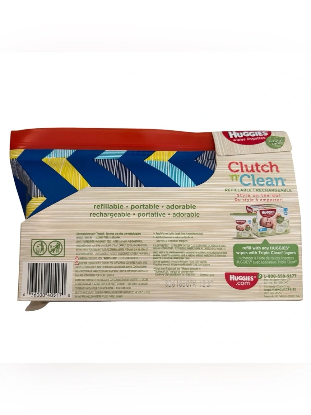 Huggies Clutch 'n Clean Refillable Wipes Case Blue Geometric Pattern